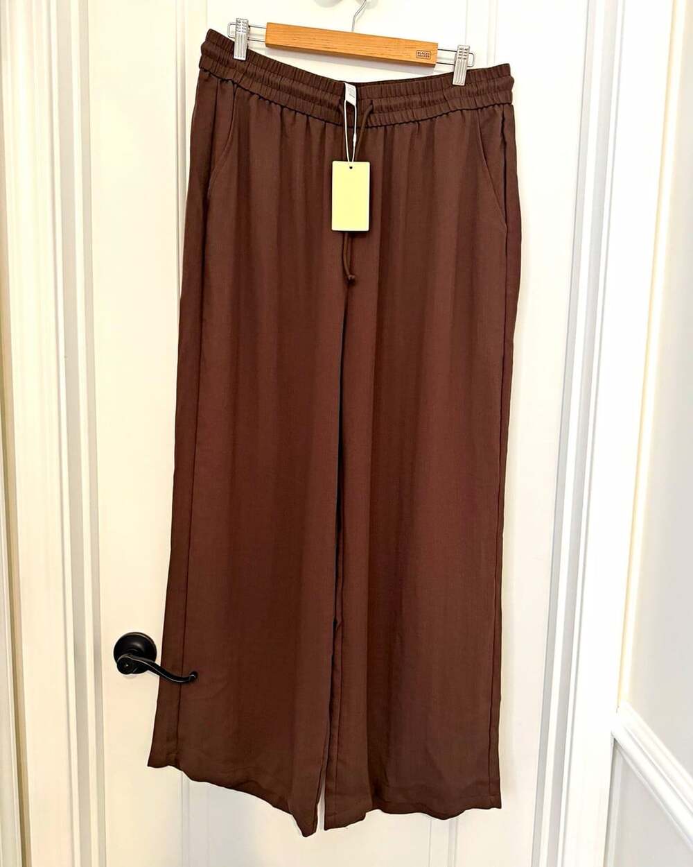 Halara High Waisted Drawstring Wide Leg Casual Linen Blend Pants w/ Pockets, XL